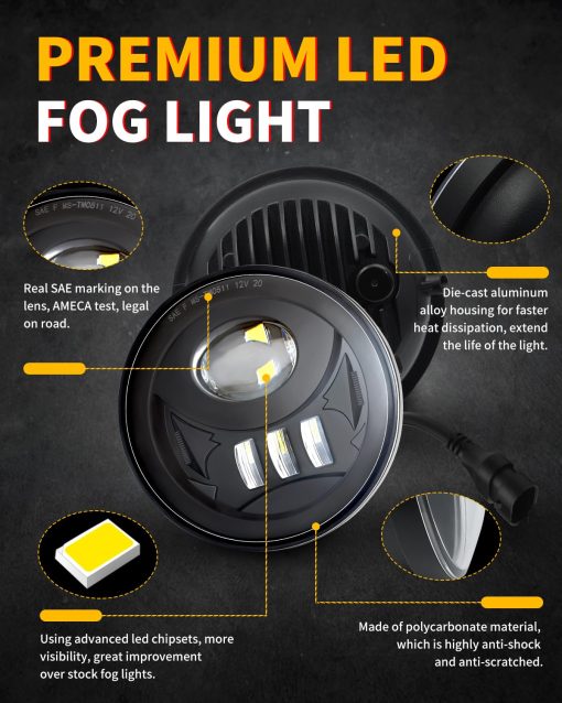 Kit de ensamblaje de luces antiniebla LED blancas Asgohme compatible con Toyota 2005-2011 Tacoma, 2004-2006 Solara, 2008-2015 Sequoia, 2007-2013 Tundra, paquete de 2 - Imagen 2