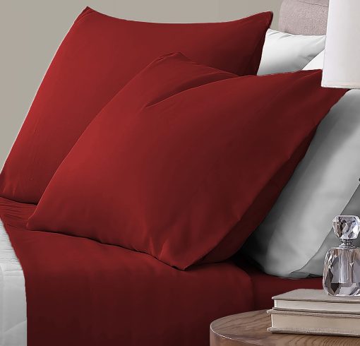 Juego de Sabanas de Lujo para Hotel de U.S. Polo Assn. de 4 Piezas Extra Suaves con Bolsillos Profundos Facil Ajuste Transpirables y Refrescantes Sin Arrugas - Rojo, King - Imagen 2