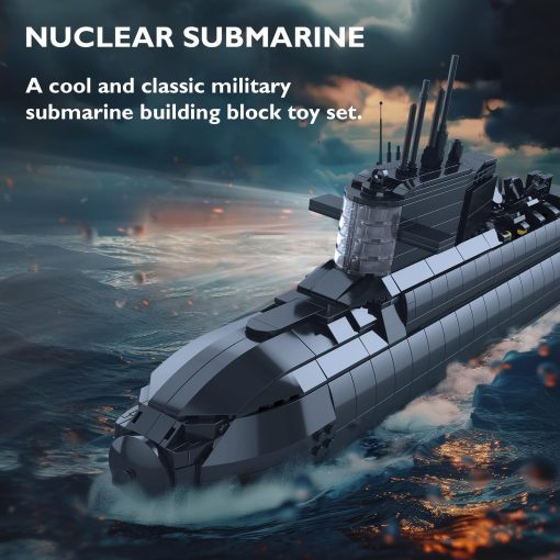 JMBricklayer Juegos de Construccion de Submarinos Nucleares - Juguetes de Submarinos Militares con Luces, Coleccionable de Historia de la Segunda Guerra Mundial Decoracion del Hogar, Set de Construccion de Barcos de Batalla, Regalos de Juguetes para Niños Hombres Adultos - Imagen 2