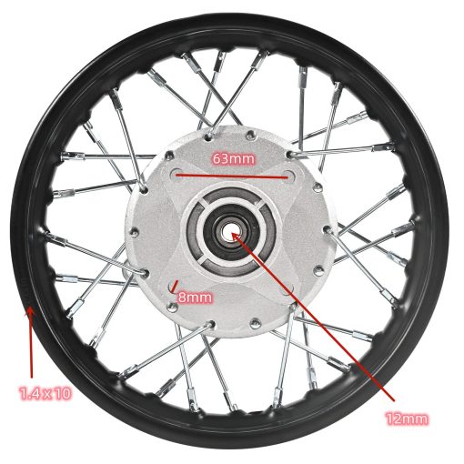 Trkimal Rueda Trasera para Motocross Off Road Dirt Pit Bike (Llanta de 2.5-10 para Rueda Trasera) - Imagen 2