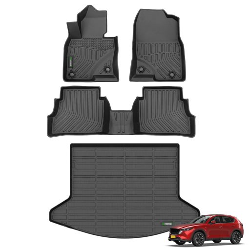 Tapetes para piso y revestimiento de carga para Mazda CX5 2017-2022 TPE Proteccion para todas las condiciones climaticas Juego de Alfombrillas Antideslizantes para Automoviles, Negro