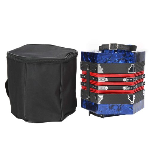 Acordeon Instrumento de Concierto Concertina Instrumento con Correa de Mano Ajustable con Bolsa Acordeon Profesional Concertina, Acordeon para Ninos Principiantes Adultos Suministros de Instrumentos Musicales (Azul Real) - Imagen 4