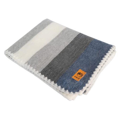 Manta de Lana de Alpaca - Manta de Cama Tamano Queen - Mantas de Alpaca - Mejor Regalo & Manta Calida, Ligera, para Sofa o Campamento - Manta de Exterior - 87 x 64 pulgadas (Gris y Azul) - Imagen 7