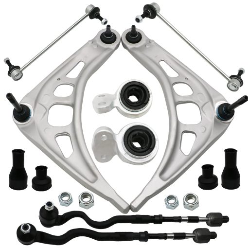 Kit de suspension delantera Chefull de 8 piezas: Brazo de control inferior, buje, ensamblaje de varilla de direccion interior y exterior, enlace de barra estabilizadora compatible con BMW E46 318i 320i 323Ci 328i 328Ci 323i 325i 325Ci 330i 330Ci RWD 1999-2006