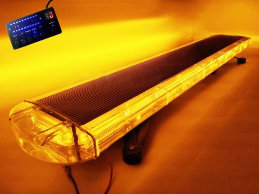 Barra de luz LED ambar amarilla de 51" 96W COB, barra de luz intermitente de advertencia de emergencia en el techo para vehiculos de aplicacion de la ley
