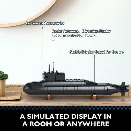 JMBricklayer Juegos de Construccion de Submarinos Nucleares - Juguetes de Submarinos Militares con Luces, Coleccionable de Historia de la Segunda Guerra Mundial Decoracion del Hogar, Set de Construccion de Barcos de Batalla, Regalos de Juguetes para Niños Hombres Adultos - Imagen 5