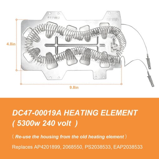 2 PACK Calentador de Secadora DC47-00019A Pieza de Repuesto para Samsung Secadoras Reemplaza DC47-00019A, DV45H7000EW/A2 DV40J3000EW/A2 DV42H5000EW/A3 DVE50M7450W/A3 DV42H5200EW/A3 DV48H7400EW/A2 - Imagen 7