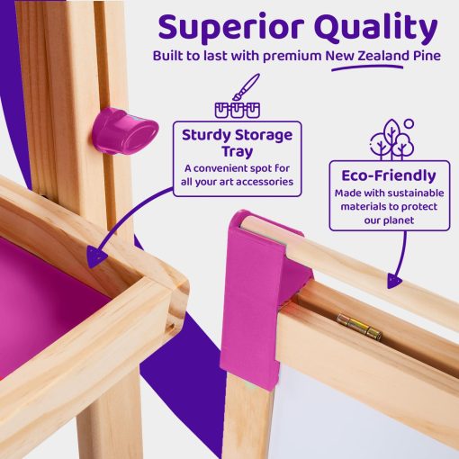 Caballete de Arte Blue Squid para Ninos - Caballete de Pintura de Madera Ajustable de Doble Cara con Pizarra Magnetica, Pizarra Blanca y Rollo de Papel - Incluye mas de 100 Accesorios, Ideal para Ninos de 3 a 12 Anos - Imagen 7