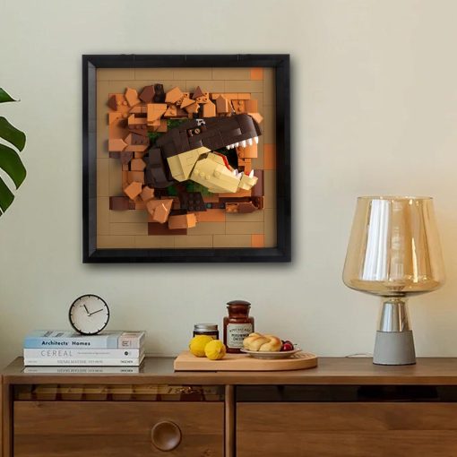 Set de Bloques de Construccion 3D de Dinosaurios CAXIMSY, Marco Creativo de Arte de Pared Tyrannosaurus rex, Regalo de Cumpleanos para Adultos, Ninos y Ninas - Imagen 5