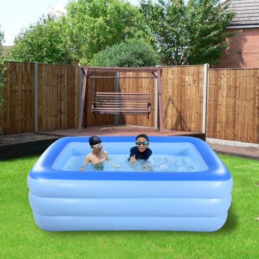 Centro de Juegos Acuaticos Familiar Inflable, Piscina Gigante de 82" x 56" x 25" para Verano con Suelo Inflable Suave para Familia, Jardin, Exterior, Patio Trasero (Azul) - Imagen 8