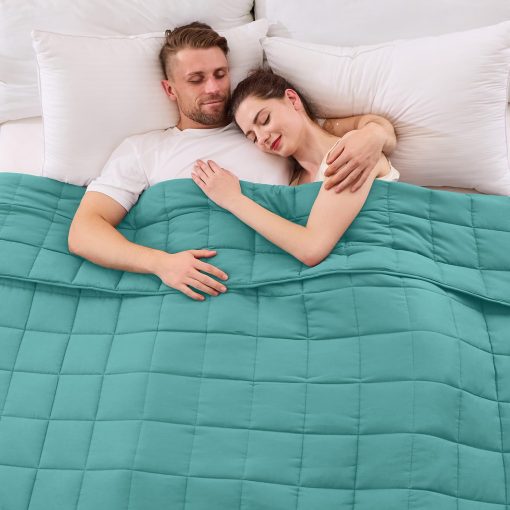 Manta Ponderada yescool para Adultos (20 lbs, 88? x 104?, Teal) Manta Pesada de Enfriamiento para Dormir Perfecta para 190-210 lbs, Tamano Queen Manta Transpirable con Perlas de Vidrio Premium, Lavable a Maquina