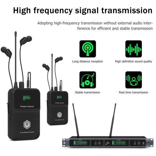 Sistema de monitorizacion inalambrica W IN-MIX EM200 UHF 2 Canales 2 Bodypacks con auriculares utilizados para escenario, banda, estudio de grabacion, actuacion en vivo - Imagen 2
