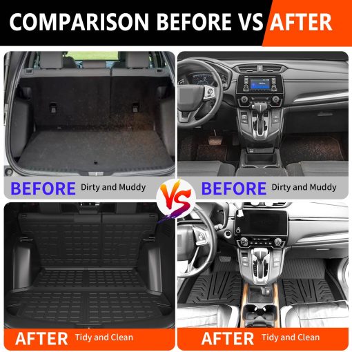 Tapete de maletero powoq Compatible con Honda CRV 2017-2022 Alfombra de maletero Alfombra de respaldo Reemplazo para Accesorios Honda CR-V 2017-2022 (Compatible con modelo hibrido 2017-2022, Alfombras para respaldo trasero + Tapete para maletero trasero + Alfombras para suelo) - Imagen 3