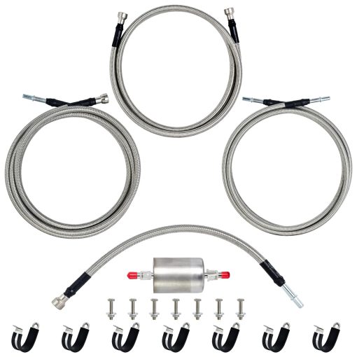 Kit de Lineas de Combustible MuHize 819-840 - Manguera de Combustible de Acero Inoxidable Trenzado Mejorada para Chevrolet Silverado y GMC Modelos 1999-2003 - Flexible OE# 15043857, 15765803 Duradero y Facil de Instalar