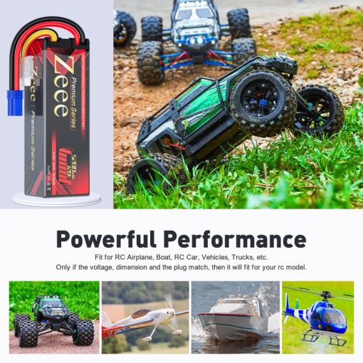 Bateria de Polimero de Litio Zeee Premium Series 4S 5200mAh LCG Estuche Duro Altura de la bateria 37mm 14.8V 120C con Conector EC5 para Coche RC Camion Tanque Buggy Truggy Modelos de Carreras (Paquete de 2) - Imagen 5