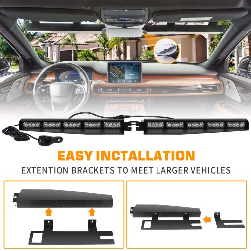 Luces de Emergencia para Visera XRIDONSEN de 34 pulgadas 40 LED Rojo Blanco Luces Estroboscopicas Interiores de Parabrisas Advertencia parpadeante para Vehiculos de Bomberos Voluntarios Camiones - Imagen 5