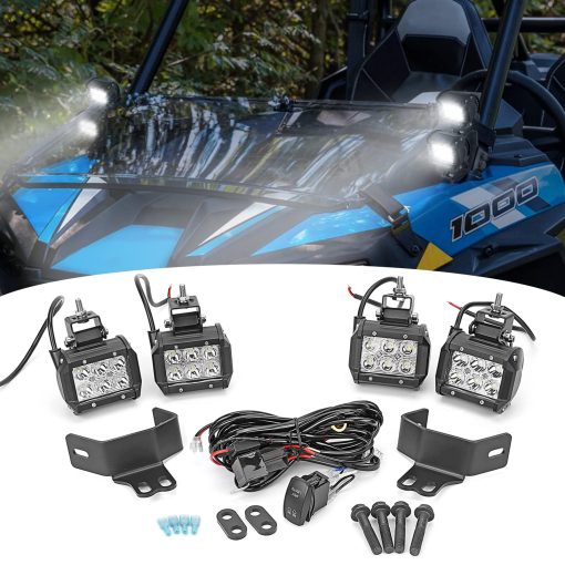 Soporte de Pilares para Luces Led de Niebla con Montaje de Luces de Trabajo Led 4X 4 Luz de Foco en Cubo de 18 W con Kit de Cableado para Polaris RZR XP 1000 900 800 2014-2021