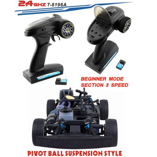 Coche RC Nitro BINGXMF 1/10 dos velocidades Nitro Gas Power Truck para Adultos Profesionales Rapido Drift Coche de Control Remoto Nitrogeno Drive 4WD 80KM/H Chasis de Metal Gas Off Road Truck de Curso Corto (Negro) - Imagen 5