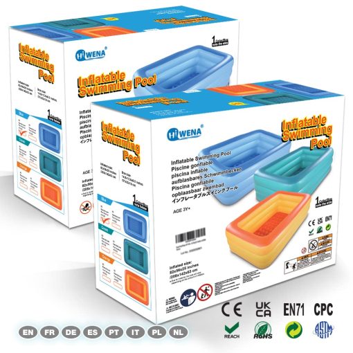 Centro de Juegos Acuaticos Familiar Inflable, Piscina Gigante de 82" x 56" x 25" para Verano con Suelo Inflable Suave para Familia, Jardin, Exterior, Patio Trasero (Azul) - Imagen 6