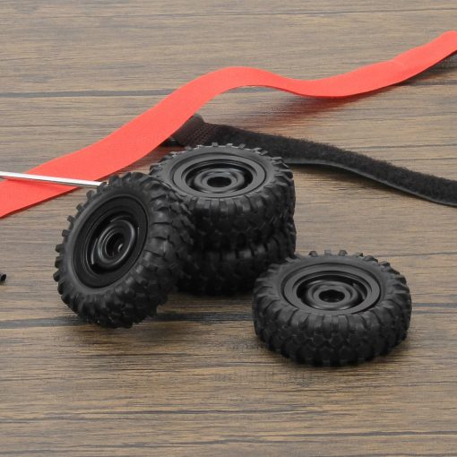 Rueda de aleacion RCAWD con neumaticos de goma para Axial SCX24 RC Crawler 1/24 Piezas de mejora (Negro) - Imagen 5