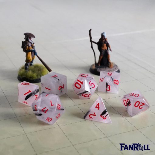 Set de Dados de Piedra FanRoll de Metallic Dice Games 16mm: Cuarzo Rutilado Negro, Dados de Juego de Rol para Dungeons and Dragons - Imagen 7