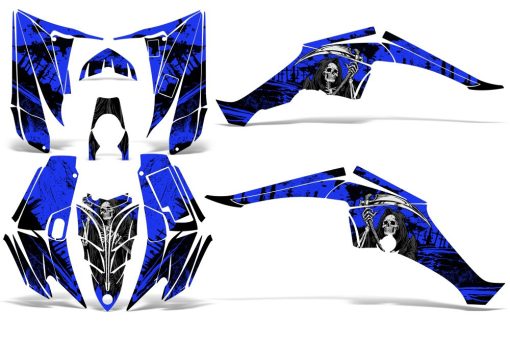 Calcomanias al por mayor para ATV Kit de graficos Pegatina Decal Compatible con Yamaha Raptor 350 2004-2014 - Reaper V2 Azul - Imagen 2