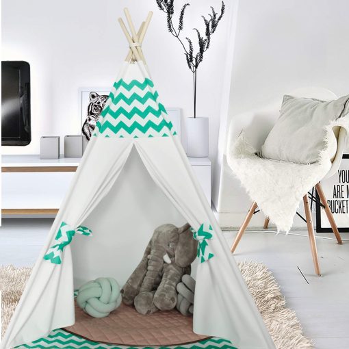 Tienda de campana para ninos Teepee para juegos en interiores | Tienda de campana Teepee para ninos y ninas | Tienda de campana para ninos pequenos | Tienda de campana para ninos en interiores Cumpleanos (Teepee de rombos verdes) - Imagen 2