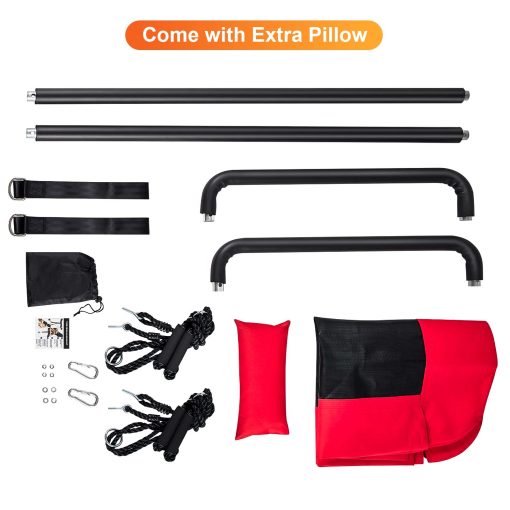 LITTLELOGIQ Columpio de arbol para niños, 59 pulgadas Conjuntos de columpios al aire libre para el patio trasero, Asiento de columpio de plataforma voladora con 2 correas colgantes, Capacidad de 700 lb, Cuerdas ajustables, Regalo para adultos, niños, niñas - Rojo - Imagen 8