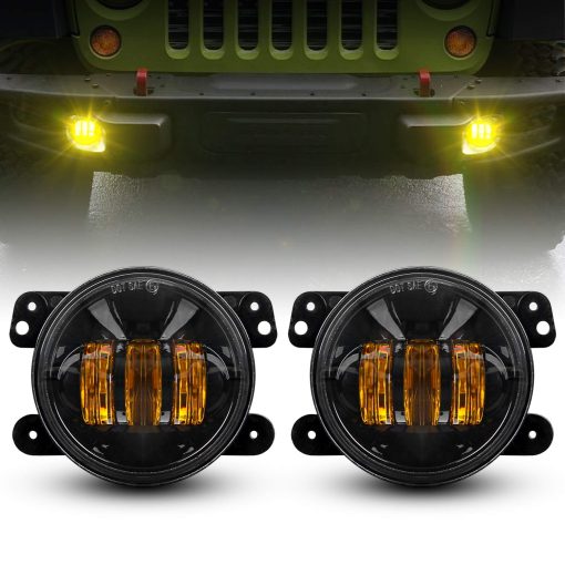 LX-LIGHT 60W 4 Pulgadas Luces LED de Niebla ambar para Parachoques Delanteros de Reemplazo para Wrangler JK Unlimited JK 2007-2018