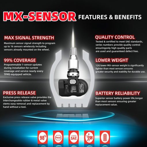 Autel MaxiTPMS MX Sensor 20pcs Dual Frequency 315/433MHz Metal Stem TPMS Sensor - Imagen 6