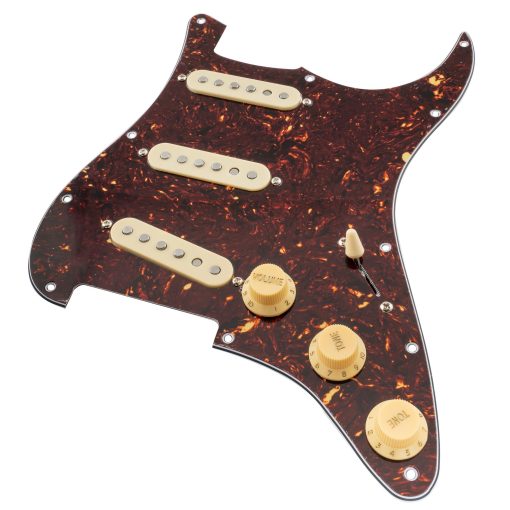 Pickguard cargado Musiclily Pro SE Pre-wired SSS para guitarra con pastillas de bobina simple Alnico 5 escalonadas para guitarra electrica estilo Strat ST, 4 capas de concha de tortuga - Imagen 6