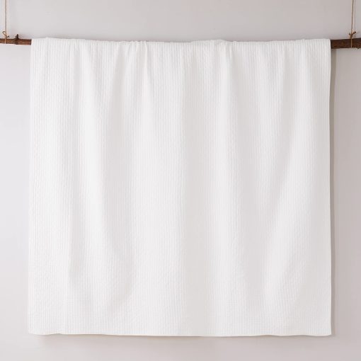 Levtex Home - Juego de Colcha Blanco Brillante de Punto de Cruz - 100% Algodon - Colcha King/Cal King (106x92in.) + 2 Fundas de Almohada King (36x20in.) - Reversible - Tela de Algodon - Imagen 6