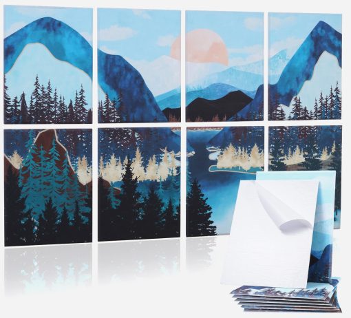 Paneles Acusticos Tutmyrea Art, Aislantes Acusticos Decorativos Autoadhesivos, Paquete de 8 Paneles Absorbentes de Sonido Acustico, 48" x 32" para Hogar Oficina (Paisaje Verde)