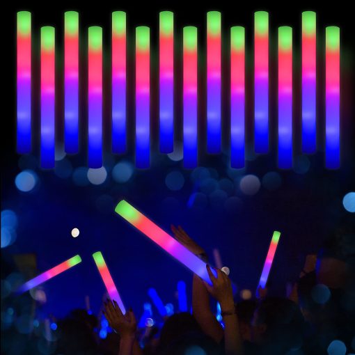 Blu7ive 100 + 2 Pack Palos Luminosos de Espuma a Granel, Paquete de Fiestas, Suministros de Fiesta, 3 Modos de Destello Glow in The Dark, Palos Luminosos para Bodas Raves Acampadas al Aire Libre - Imagen 5
