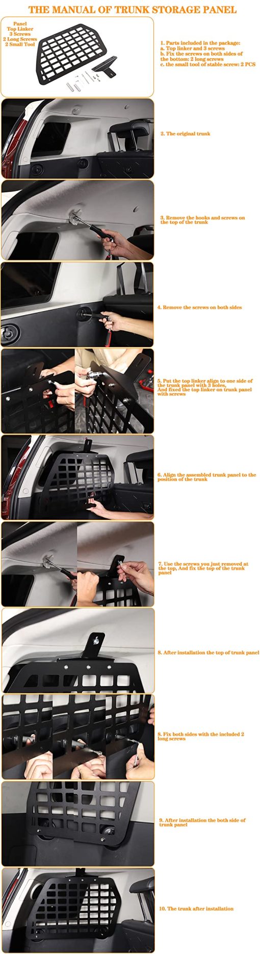 Panel de Almacenamiento de Maletero para Toyota FJ Cruiser 2007-2021, Estante Modular de Carga Trasero Izquierdo Interior para Equipaje, Soporte para Organizador de Vehiculo Trasero (Izquierdo) - Imagen 8