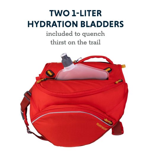 Mochila para perros Ruffwear Palisades, paquete de senderismo de varios dias con alforjas e hidratacion, Rojo Sumac, Tamaño Mediano - Imagen 5