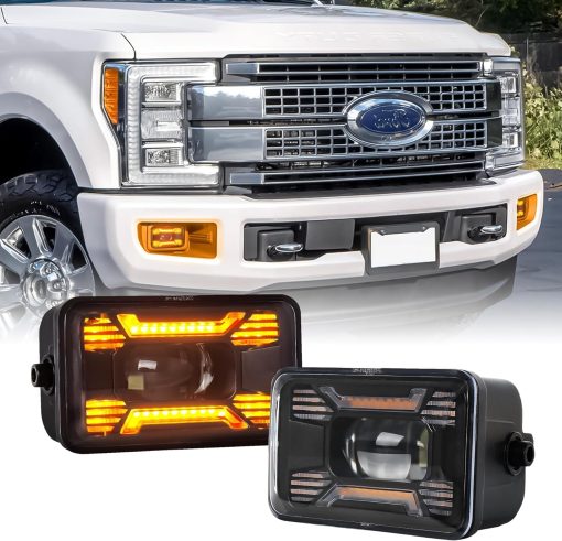 Faro de Niebla LED para F150, Faros de Niebla de 4 pulgadas con Diseno X y Luz de Giro ambar Compatible con Ford F150 2015-2020 Ford Super Duty 2017 2018