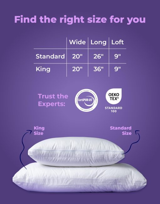 Almohada Pillow Fight Good Pillow Classic - Paquete de 2, Almohadas tamano King, Lujo y Ajustables, Almohada de Relleno Alternativo, Almohadas para Cama, Almohada Refrigerante, para Durmientes de Espalda, Estomago y de Costado - Imagen 6