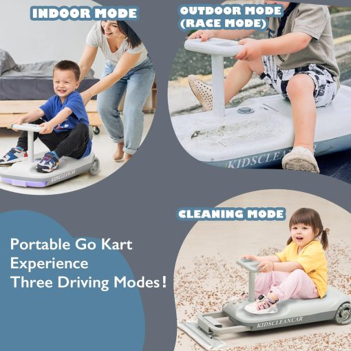 Go Kart Portatil KIDSCLEANCAR, Coche de Carreras de 12v para Niños, Velocidad Variable para Edades de 3 a 8 años, Cada Niño Puede Elegir su Propia Velocidad. - Imagen 5