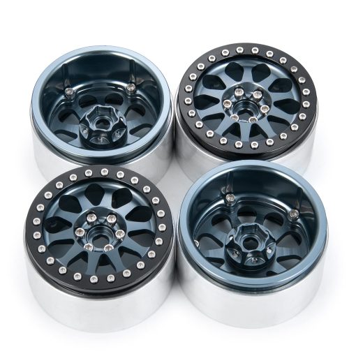 Maleonn 4PCS 2.2 Ruedas Beadlock Llantas 35mm RC Aleacion de Aluminio Nucleos de Rueda Conjunto para Escala 1/10 SCX10 D90 Wraith 90048 90018 RR10 Accesorios de Coche de Cuerda RC Mejoras, Titanio y Negro