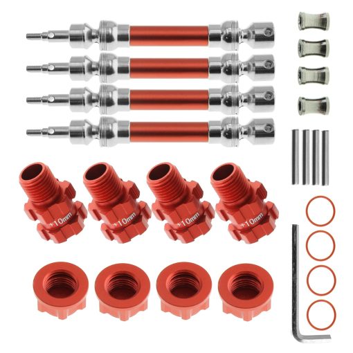 Ejes de transmision delanteros y traseros y adaptadores hexagonales de rueda ensanchados de 10mm de 14mm a 17mm con tuercas de rueda de 17mm para Arrma Senton 3S Granite 3S Vorteks 3S Senton Mega550 Granite Mega550 Piezas de actualizacion (Rojo) - Imagen 4