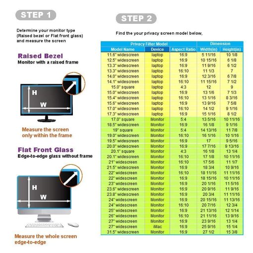 Filtro de Privacidad para Monitor WELINC de 21 Pulgadas (Medido diagonalmente) 16:10 Ancho - Ancho 17.8 Pulgadas (452 mm), Alto 11.14 Pulgadas (283 mm) Excepto Bordes - ?Por favor, Verifique las Dimensiones de la Pantalla! - Imagen 3