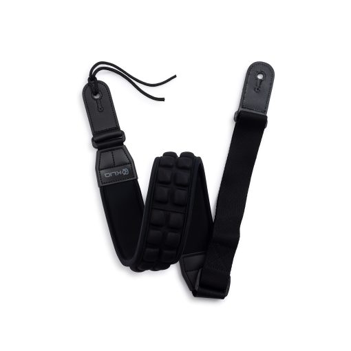 Correa para guitarra KLIQ AirCell, Larga, para bajo y guitarra electrica con almohadilla de neopreno de 3" de ancho y longitud ajustable de 49" a 61" (Larga), Negro