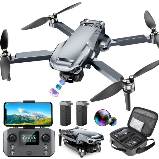Drone con Camara 4K RC Quadcopter para Adultos, Transmision de Video de Largo Alcance 1640 pies, Estabilizador de 3 Ejes, Tiempo de Vuelo de 46 Minutos GPS Retorno Automatico y Sigueme, Vuelo Circular, Vuelo de Puntos de Referencia, Mantenimiento de Altitud