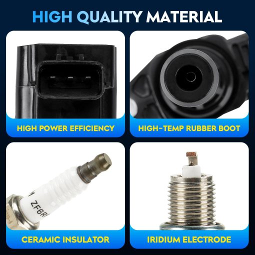 Paquete de bobina de encendido + bujias de iridio para Infiniti EX35 FX35 G25 G35 JX35 M35 M35H Q50 Q70 QX60 Nissan 350Z Altima Maxima Murano Pathfinder Quest, UF550 C1670 22448-JA10C, 4 Juegos - Imagen 3