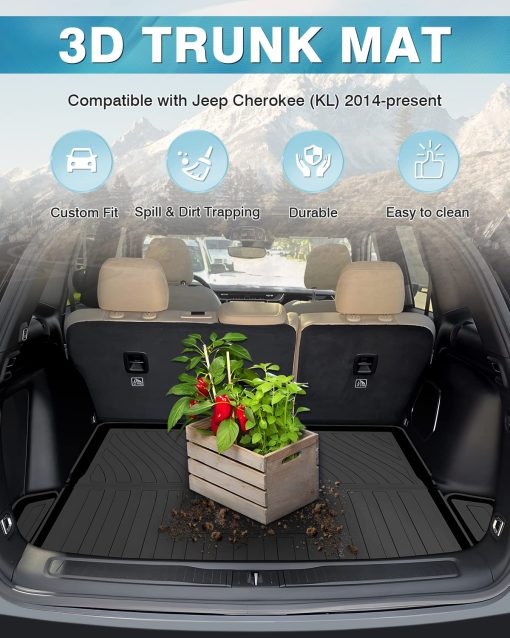 Forro a medida Mixsuper para maletero Jeep Cherokee 2014-2022 Alfombrilla Antideslizante Duradera para Maletero Trasero Negro (No apto para Jeep Grand Cherokee) - Imagen 2