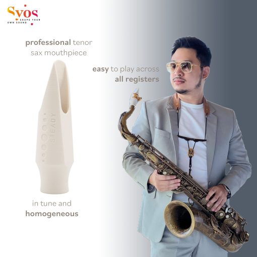 Boquilla de Saxofon Tenor Syos, Modelo Steady, Abertura de 7, Blanco artico - Imagen 2