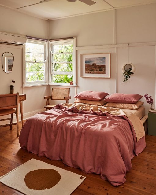 Sabana Ajustable de Lino Bed Threads - 100% Lino Frances - 170 GSM - Lujo y Eco-Amigable - Transpirable, Duradero y Suave - Solo Sabana Ajustable Individual - Lavable a Maquina - Tamano Completo - Terracota - Imagen 6