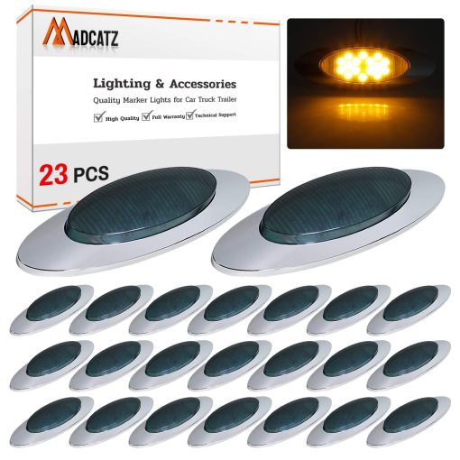 23 Luces Marcadoras Laterales de 6.5 pulgadas de Lente Ahumada en ambar con 16 luces LED ovales de MadCatz para Remolque de Camiones Paquete de 23 - Imagen 2