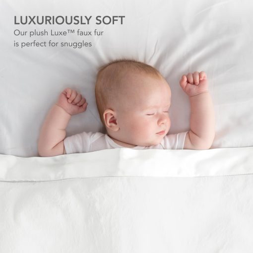 Cobija para bebe de Little Giraffe - Cobija suave de lujo con ribete de saten - Cobija para cochecito de bebe - Esenciales para recien nacidos y regalos de bebe - 29x35" - Crema - Imagen 2